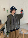Kidenko Two Way Stripe Over Knit Hood Zip-Up
