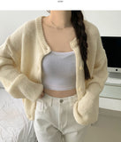 Fluffy Avant-Fit Shibori Alpaca Long Sleeve Cardigan