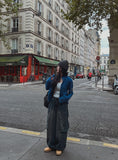 Hip 3D cargo denim banding pants