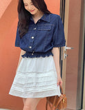 Suen Denim Collar Short Jacket
