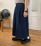 Yeni Banding Pocket Pintuck Denim Long Skirt