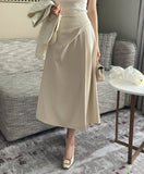 Jayro Shirring Pin Tuck Flare Long Skirt