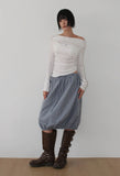 CHECK BALLOON MIDI SKIRT