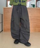 Checker Parachute Banding Wide Cargo Pants