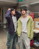 Tain Waffle Crop Hood Zip-Up