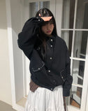 Bern Loose Fit Stud Cotton Bomber Jacket