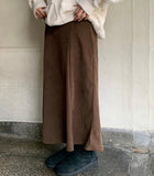 Porib Banding Flare Suede Long Skirt