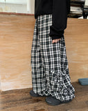 Kyuuna String Banding Wide Ribbon Check Cargo Pants