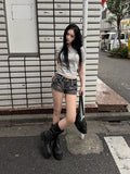 Vintage Washing Denim Shorts + Tokyo Crop Basic Tee