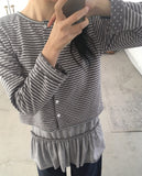 [Lining Point] Hued Stripe Dot Cardigan