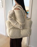 Durcan Waffle Padded Quilted Square Big Shoulder Bag