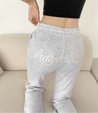 Back Embroidery Point Semi Bootcut Banding Pants