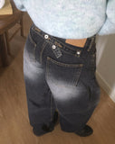 Semb Back Adjust Button Washing Denim Pants