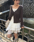 Shuha lace strap diagonal tiered skirt