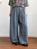 [BAONHAUS] Zmenz Seersucker Summer Banding Wide Pants