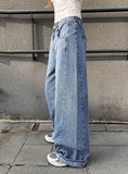 Ring-on Cut Washing Denim Wide Pants