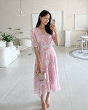 Teilrin Chiffon Shirred Long One Piece