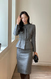 Redia Wool Herringbone Short Jacket (Belt set)