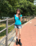 Grayish Cut Denim Shorts