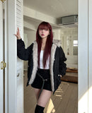 Dozen Rivet Raccoon Fur Hooded Padding