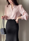 Rund shawl collar puff blouse
