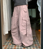 Naomin Banding Star Rivet Parachute Wide Cargo Pants