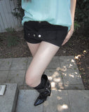 [Belt Set] Chiwell Micro Denim Shorts
