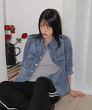 Shuffle western incision pocket long sleeve denim shirt