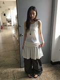 [BAONHAUS] Pollini Shirring Layered Sleeveless Mini One Piece