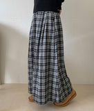 Limoy banding pin tuck check long skirt