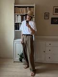 Ice two-tuck linen pants