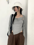 [SET] Throw Shirring Sleeveless Long Sleeve Cardigan Set