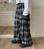 [BAONHAUS] Kenidi Check Banding Wide Pants