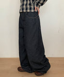 Pellet Stitch Cut Raw Denim Wide Pants