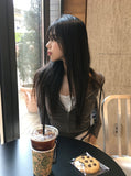 Chuchu Square Punching Lace Ribbed Button Sleeveless