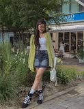 Yoni cargo denim mini skirt