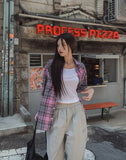 Mid-checkered Overfit Short-Sleeved Shirt