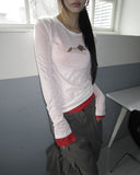 Dehin Pintuck Tencel Layered Long Sleeve T-shirt