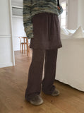 Fisha brushed ribbed skirt pants long bootcut pants