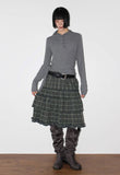 CHECK TIERED FRILL SKIRT