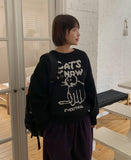 Diganne Cat Printing Over Knit