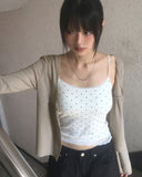 [with cup] Letin Dot Lace Sleeveless