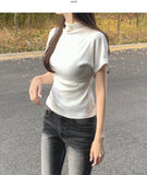 Luxurious Mood Half-Neck Span Slim Fit Short Sleeve T-shirt