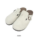 Suede Buckle Mule Slippers