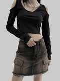 Sio incision slit cropped T-shirt