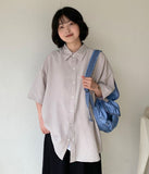 [unisex] Midender Summer Seersucker Over Short Sleeve Shirt
