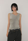 FRILL SHIRRING SLEEVELESS