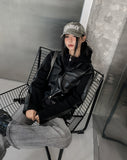 [LANARCH] Noble Leather Pocket Hooded Zip-Up