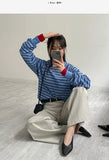 Stripe Raglan Loose Fit Sweatshirt