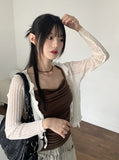 Litu Change of Season Frill Strap See-Through Long Sleeve Cardigan